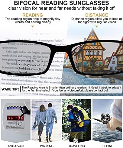 MARE AZZURO 3 Опаковки Очила За четене Мъжки Модни Големи Бифокални Очила за четене