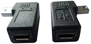 Включете адаптера AKOAK USB 2.0 1 Чифт под ъгъл 90 градуса Наляво и надясно Конектор Mini USB към Micro USB конектори на Адаптера