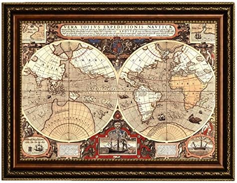 Eliteart-Старата Реколта Карта на Света, Възпроизвеждане на Картини с маслени Бои, Giclee, Монтиране на Изкуството, Платно Размер