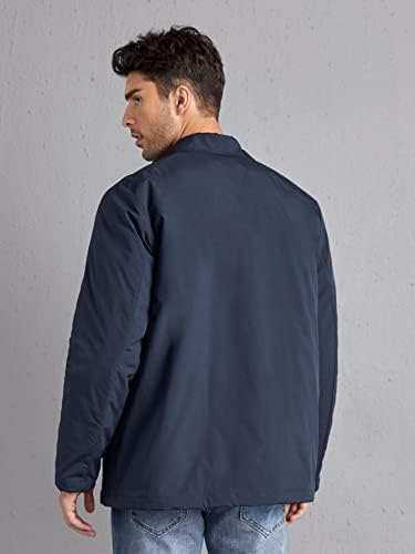 Якета OSHHO за жените - Мъжко палто с цип с заплатками (Цвят: тъмно синьо Размер: Малка)