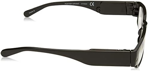Foster Grant Мъжки слънчеви Очила за четене Lloyd Lightspecs с подсветка, Правоъгълни Очила за четене, Черен / Прозрачен, 59 мм,