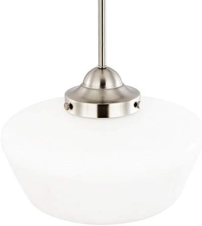 Окачен лампа за училище Light Society Portola, Матиран Никел с абажуром от бял Опалового стъкло, Класически, Ретро и модерен лампа (LS-C251-SN-WH)