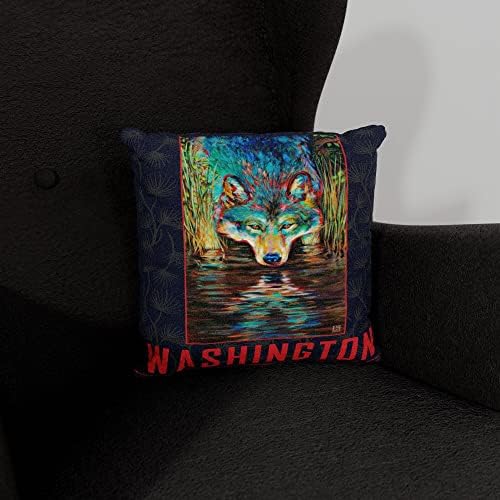 Възглавници за дивана Washington Grey Wolf от изкуствен велур с картини с маслени бои на художника Кари Plc 18 x 18.