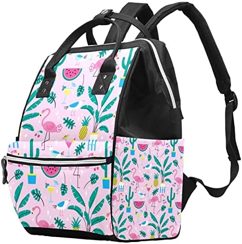 Чанта за Пелени с фламинго и цветове, дамски Чанти-Тоут за майките, Многофункционална Раница за Пътуване, Стилна Раница за Училище