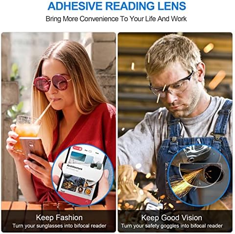OKH 3 опаковки Наклеиваемых лещи за очила за четене, Бифокални лещи с увеличително стъкло за слънчеви очила, Защитни очила, водата