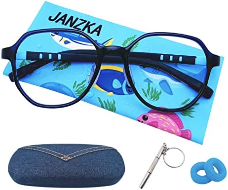 Очила JANZKA Blue Light за деца от 3-10 години в гъвкава рамка TR90 Компютърни очила за защита от пренапрежение на очите Намаляват