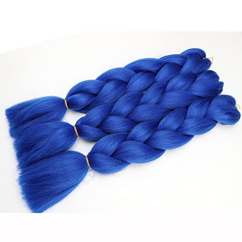 Оригинални Гигантска Опашка За Коса Разширения 3шт Кралския син Цвят 24 инча 100 г/бр. За Плетене на Косата Twist Box (Royal blue)