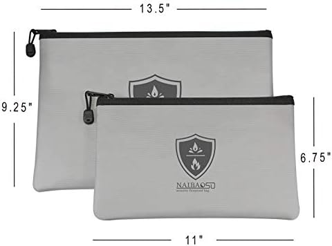 Пожароустойчива чанта за документи (13,5 9,25 x) и Малка водо - и огнезащитни чанта за пари (11 x 6,75) с цип и ръчен рамо Пожароустойчива