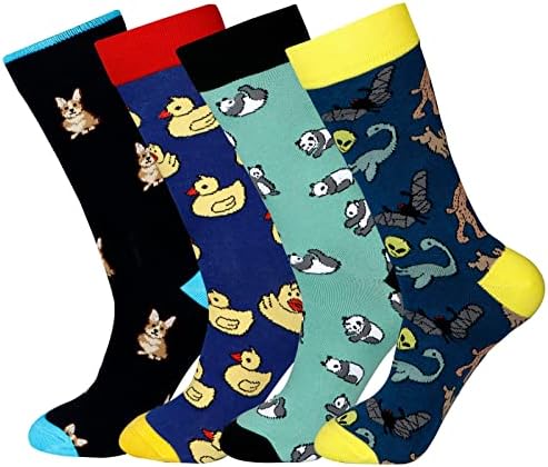 xiaomaizi/ Мъжки Чорапи-рокли с Забавен и Цветен Модел за мъже, Забавни и Луди Ежедневни Чорапи за екипажа, Размер 7-13