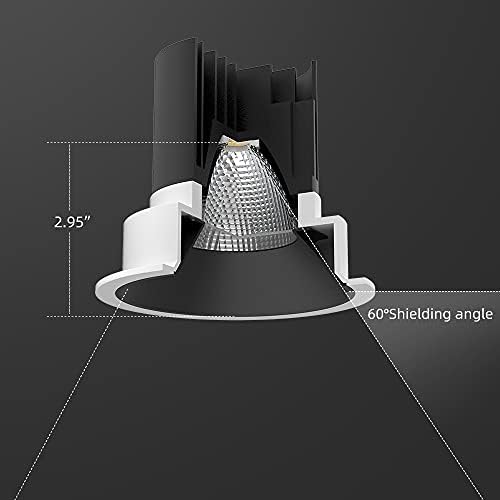 Aisilan 4-Инчов led-Вградени Хирургична лампа с регулируема яркост, Матиран Черен лампа с Антирефлексно покритие CRI 97, Без Трептене,