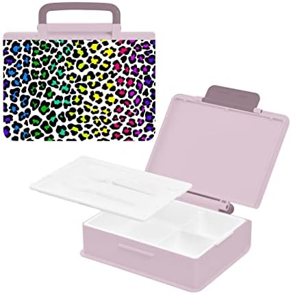 Кутия за закуска Bento с Леопардовым принтом Леопард АЛАЗА, Рейнбоу цвят, Херметични Контейнери за обяд, които не съдържат BPA, с вилица и лъжица, 1 бр.