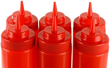 [2] Червени Пластмасови бутилки за пресован подправки на 24 мл, Бутилка за разбиване на сосове, бензиностанции, на декоративно-приложното