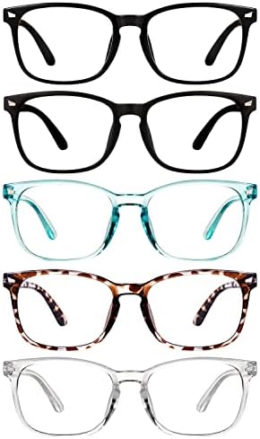 НАЗДРАВЕ DEVICES, 5 опаковки очила за четене, блокер синя светлина очила, компютърни ридеры за жени, мъжки слънчеви очила с антирефлексно
