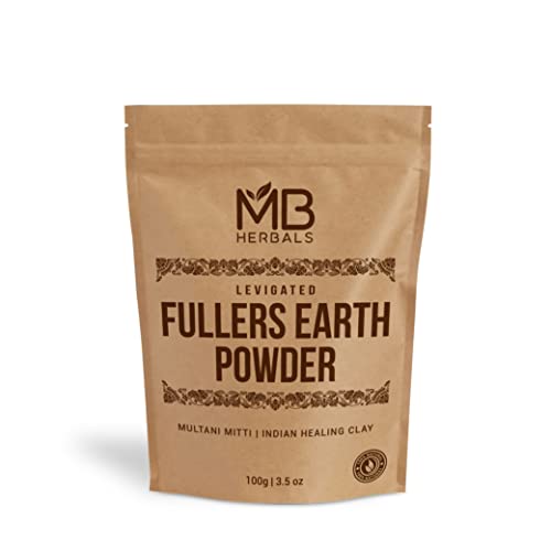 MB Herbals Pure Прах Fullers Earth Powder 100 г | 3,5 грама | Глина За лице Multani Mitti, Бентонитовая Индийска Лечебна Глина|,