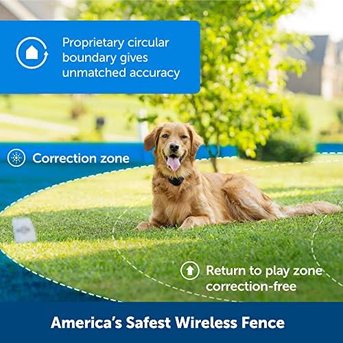 Безжична огради PetSafe Stay & Play за домашни любимци със сменяеми батерии ошейником, заема площ до 3/4 Декара, За кучета и котки