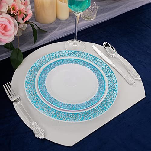 WELLIFE 180ШТ Сини Пластмасови чинии с Столовым сребро, колекция от сини пластмасови прибори включва в себе си: на 30 места за хранене