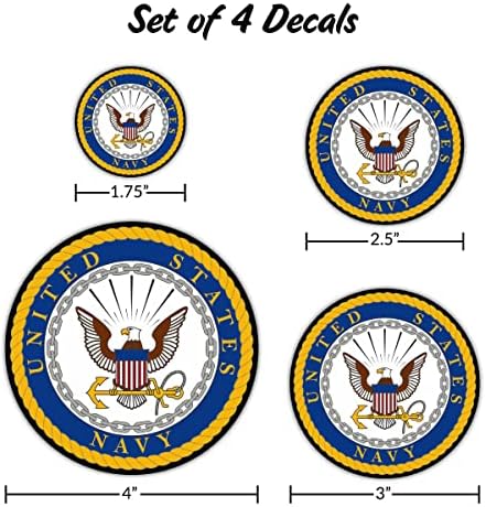 Официално лицензирани етикети на ВМС на САЩ - стикери Военни на САЩ от 4 части за прозорци, камиони или автомобили, телефони, таблети и лаптопи – Големи военни стике?