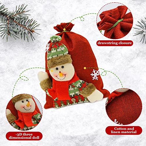 Tvvcalk 3 опаковане на коледни подаръци пакети, Коледни Опаковки, Пакети с 3D завязками, Коледни Подаръчни пакети за многократна