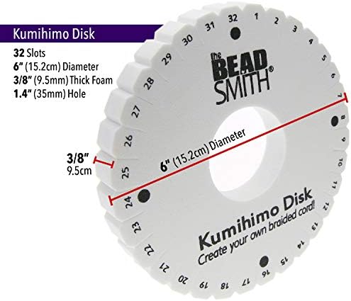 The Beadsmith през Цялата диск Кумихимо, диаметър 6 инча, Плътна Пяна 3/8 инча, Бижута, инструменти за Плетене, 1 диск