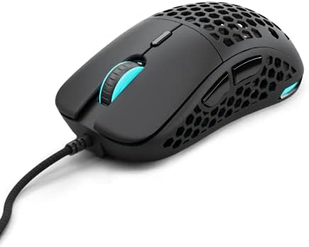 Детска мишката PWNAGE Symm Ultra Custom Esports Pro Gamer Безупречен Оптичен Сензор PMW3389 с резолюция от 16 000 dpi - Гъвкав кабел Paracord - С фиксирани мобилни страни в Черен цвят