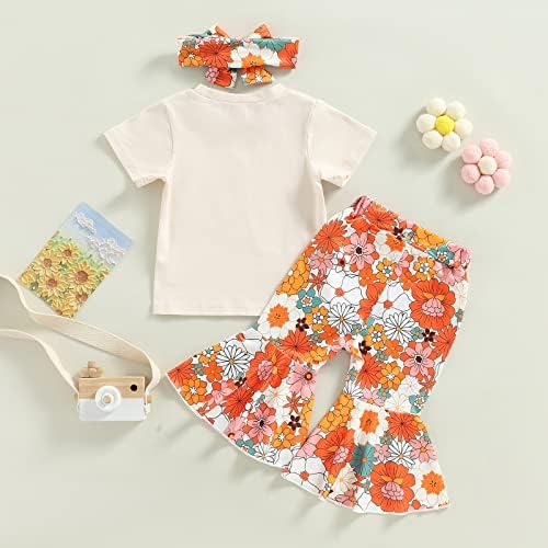 Muasaaluxi / Облекло за новородени Бебета и малки Момичета, Рутинен Гащеризон на веднъж/Два, Блузи, Разкроена Панталони с цветен