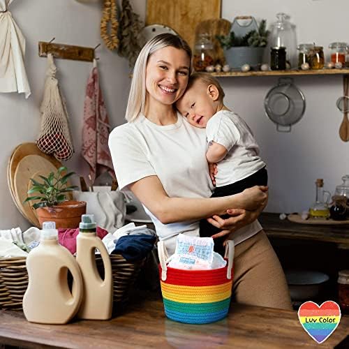 Комплект кошници за съхранение на Rainbow Декор от памучна тъкан, идеален за рейнбоу декор на детска, Игрална стая, Детска спалня, Баня или класна стая - Отлични условия