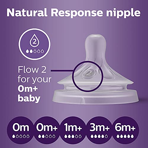 Philips Avent Бутилка за новородени Natural, 9 грама, 4pk, SCY903/04 и биберони за шишета Natural Response Разход 4, 3 м +, 4pk,