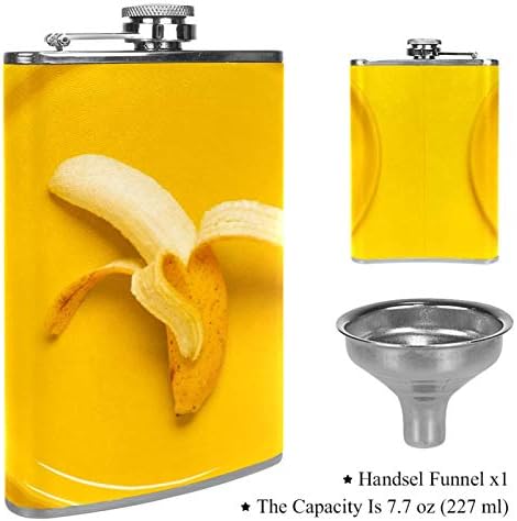 Фляжка за алкохол от неръждаема стомана, запечатани, с фуния, 7,7 унция, кожен калъф, страхотна идея за подарък, фляжка-банан